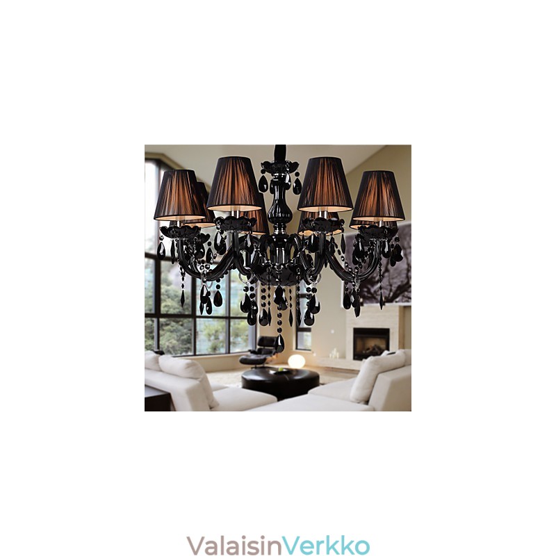 Kattokruunu Luxury Moderni Black Crystal Living 8 Lights