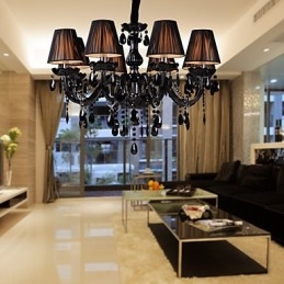 Kattokruunu Luxury Moderni Black Crystal Living 8 Lights