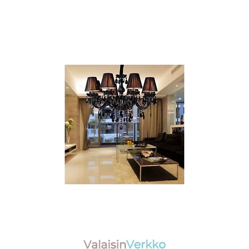 Kattokruunu Luxury Moderni Black Crystal Living 8 Lights
