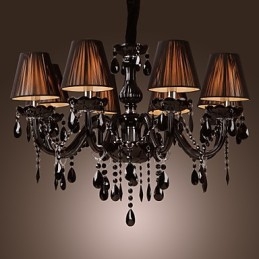 Kattokruunu Luxury Moderni Black Crystal Living 8 Lights