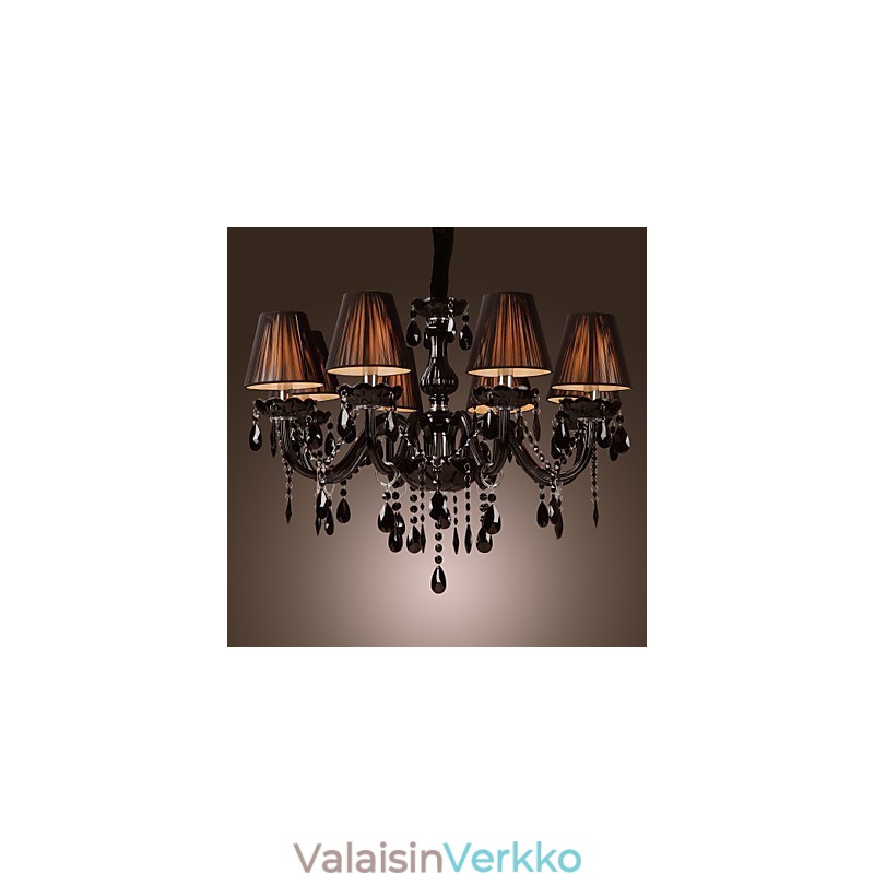 Kattokruunu Luxury Moderni Black Crystal Living 8 Lights