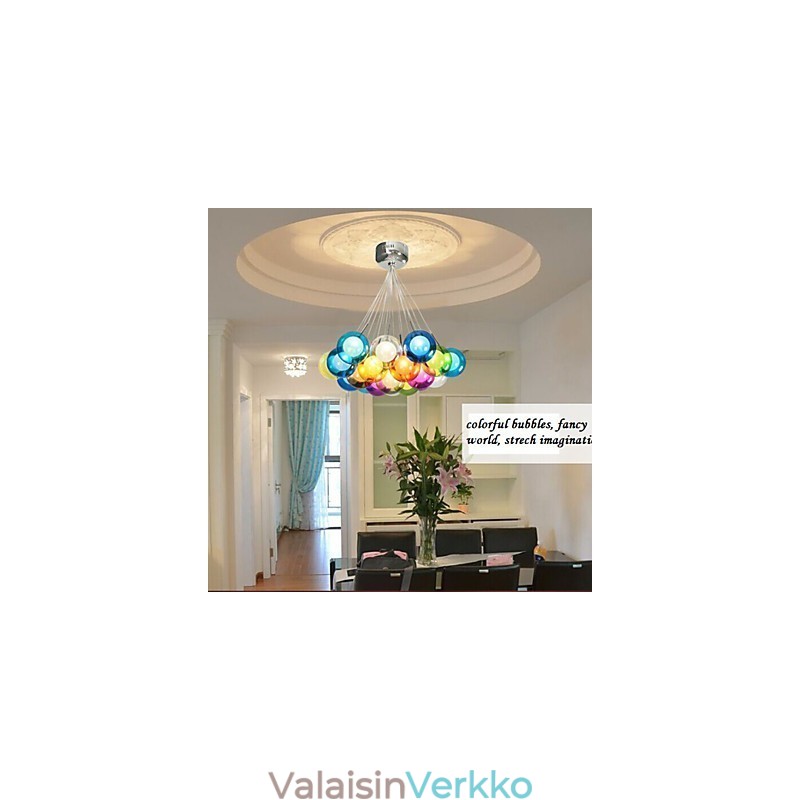 Moderni Bubble Globe värillinen lasiriippuvalaisin 19 valolla