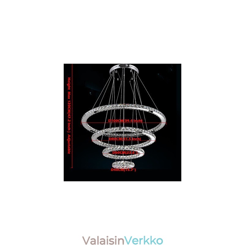 Moderni riippuvalaisin kirkas kristalli kattokruunu valaisin D100CM+D80CM+D60CM+D40CM