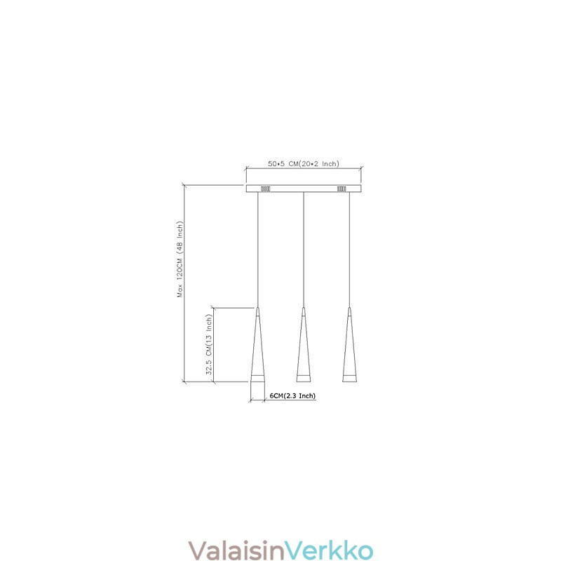 Moderni nykyaikainen kromimetalliriippuvalaisin