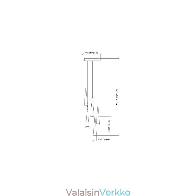 Moderni nykyaikainen kromimetalliriippuvalaisin