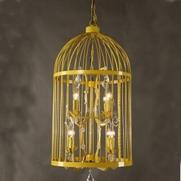 Vintage rautahäkki portaikkolamppu kattokruunu Crystal A