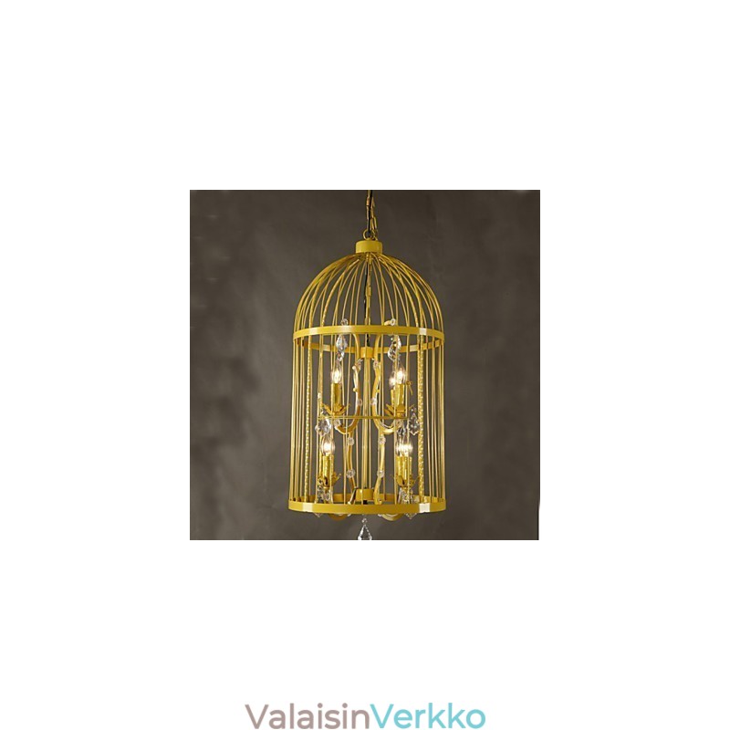 Vintage rautahäkki portaikkolamppu kattokruunu Crystal A
