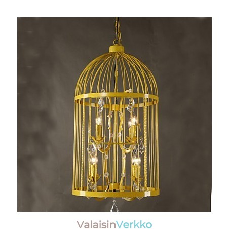 Vintage rautahäkki portaikkolamppu kattokruunu Crystal A Vintage rautahäkki portaikkolamppu kattokruunu Crystal A
