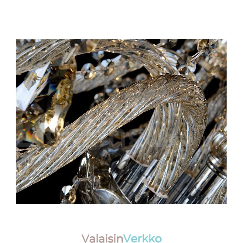 Retro konjakkivärinen K9 kristallikruunu 8 valolla