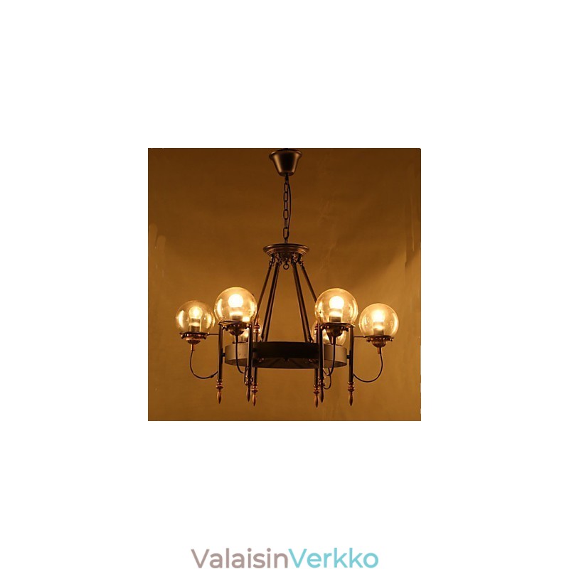 Taidelasipallon pyöreä papuvarsi kattokruunu