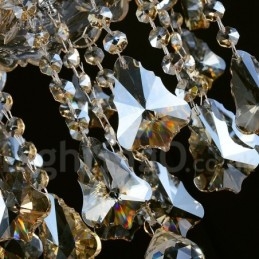 Retro konjakkivärinen K9 kristallikruunu 8 valolla