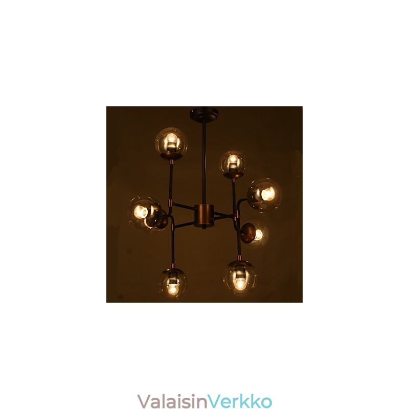 Taidelasipallon pyöreä papuvarsi kattokruunu