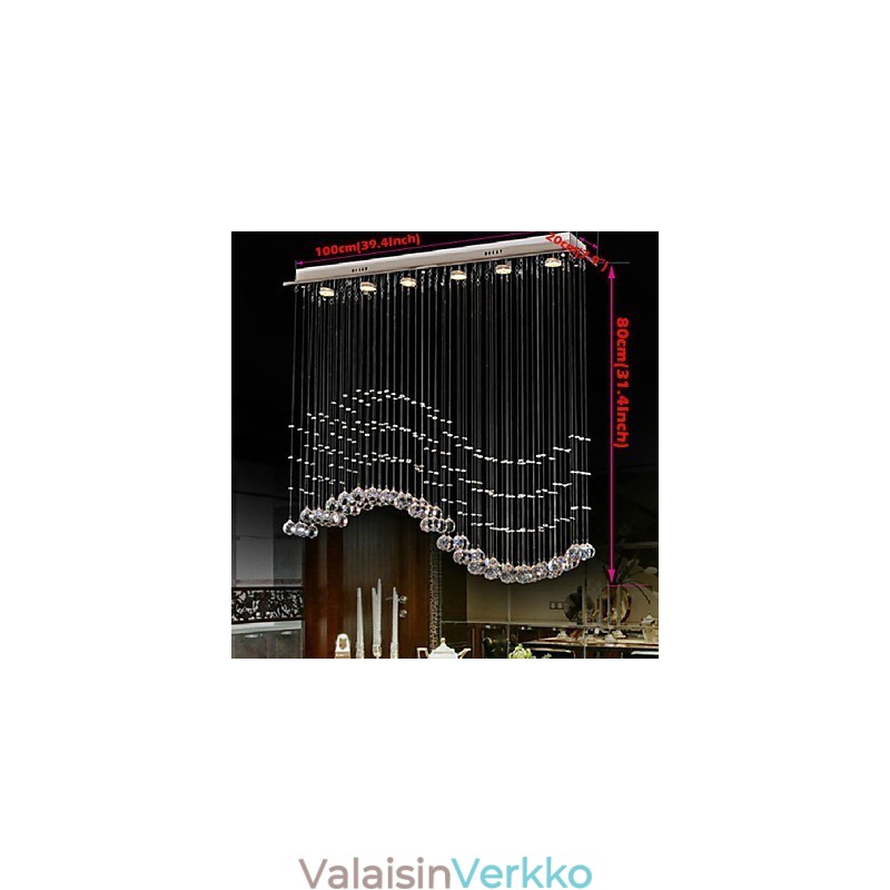Riippuvalaisin 6 valoa moderni hopea katos läpinäkyvä Crystal Waves kattovalaisimet