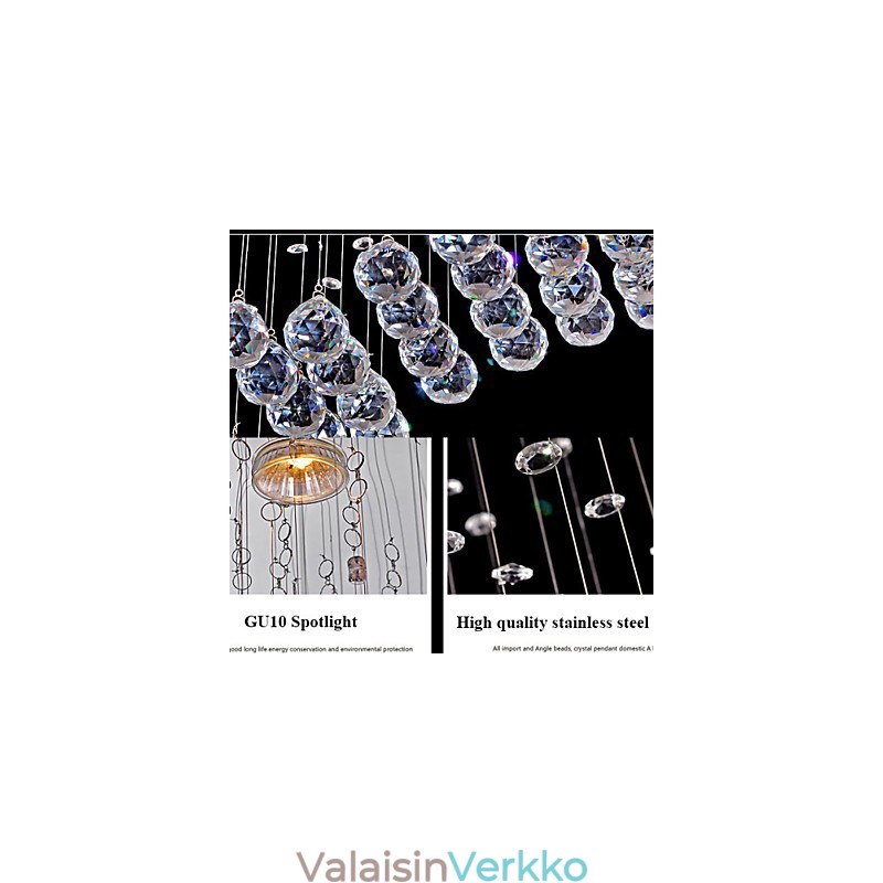 Riippuvalaisin 6 valoa moderni hopea katos läpinäkyvä Crystal Waves kattovalaisimet