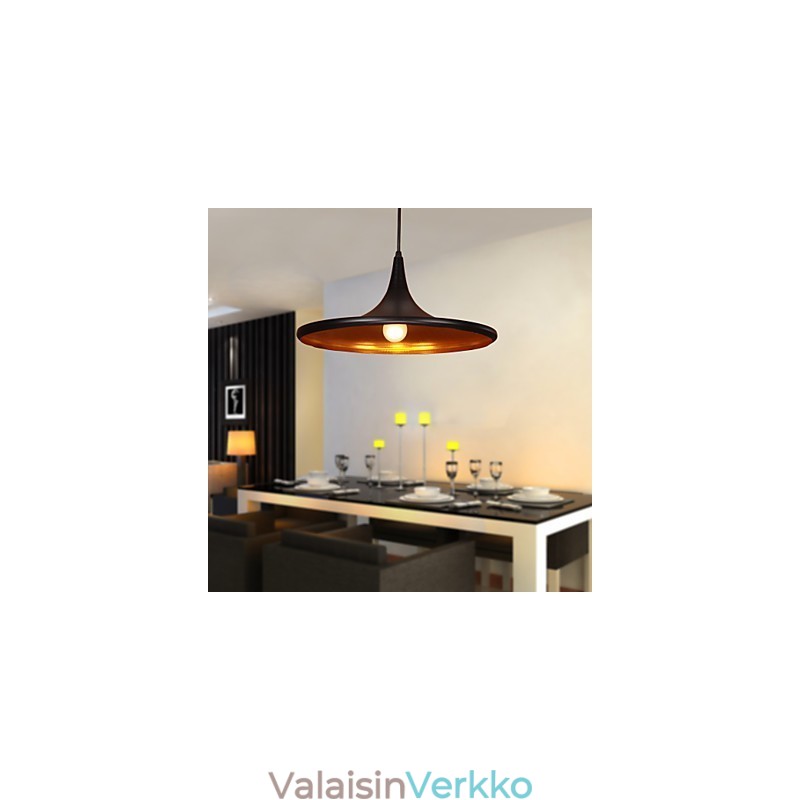 Nykyaikainen alumiininen riippuvalaisin mustalla varjostimella