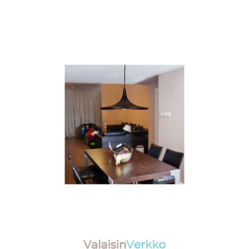 Nykyaikainen alumiininen riippuvalaisin mustalla varjostimella