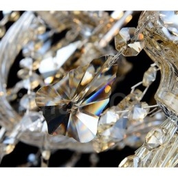 Retro konjakkivärinen K9 kristallikruunu 8 valolla