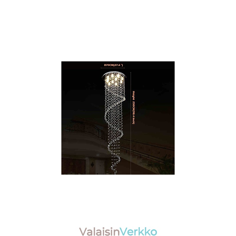 Modernit kristalliriippuvalaisinkruunuvalaisimet yhdellä spiraalilla D70CM H250CM