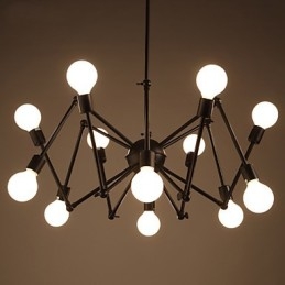 American Loft Black Lights Iron Spider -kattokruunu, jossa 12 päätä