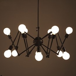 American Loft Black Lights Iron Spider -kattokruunu, jossa 12 päätä