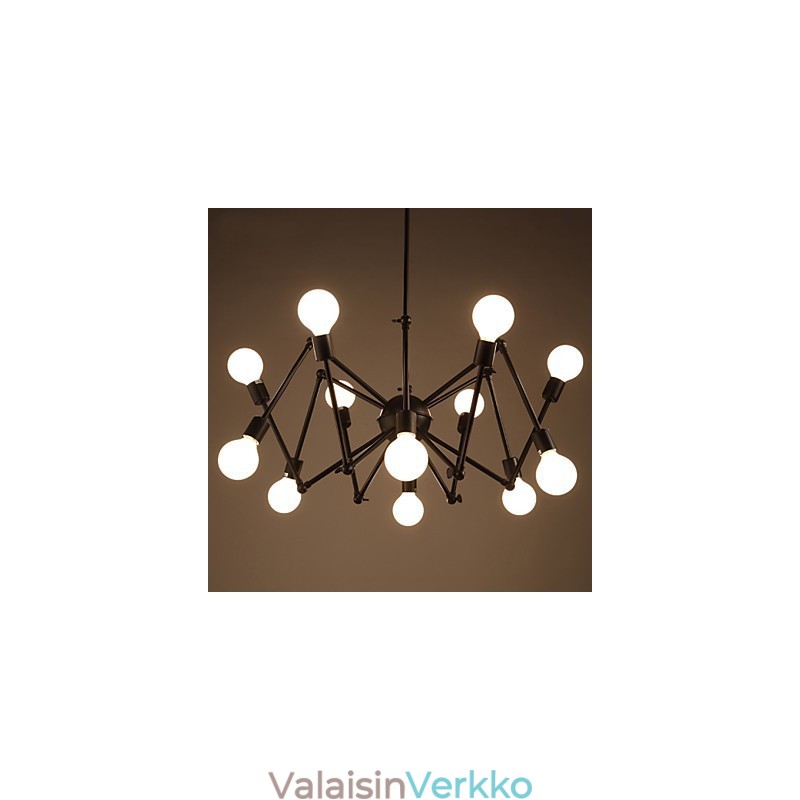 American Loft Black Lights Iron Spider -kattokruunu, jossa 12 päätä