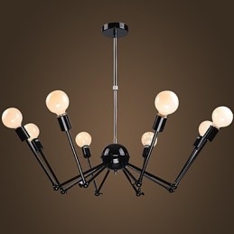 American Loft Black Lights Iron Spider -kattokruunu, jossa 12 päätä