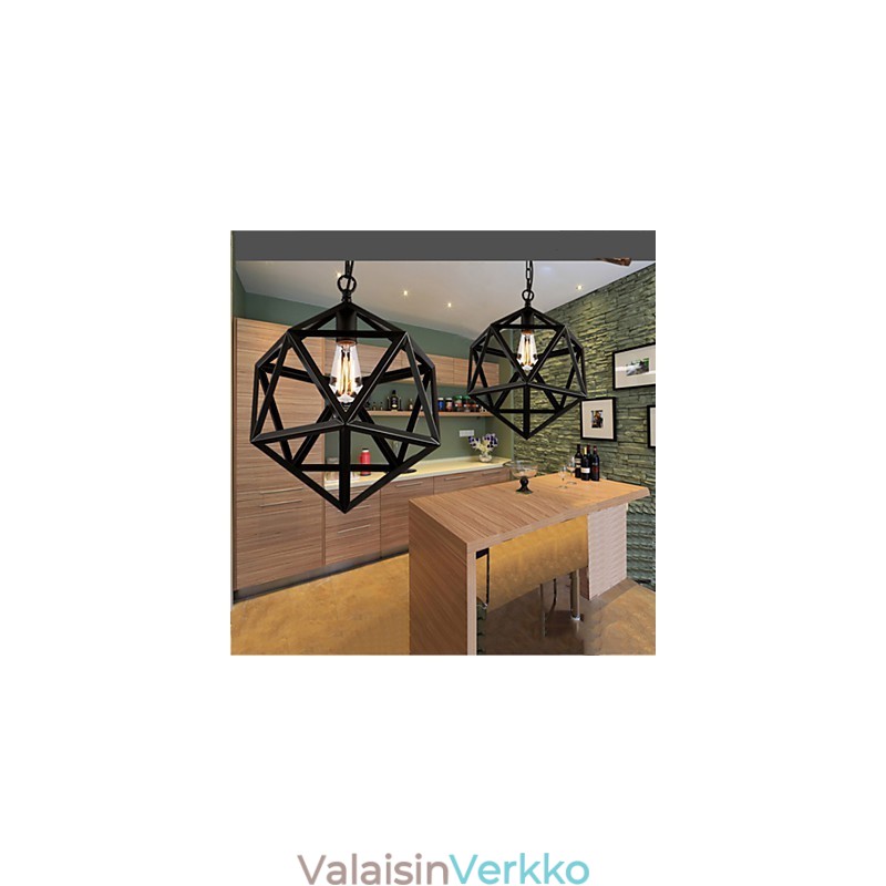 Retro teollinen valaisin hexahedron taiteellista omaperäisyyttä takorauta riippuvalaisin