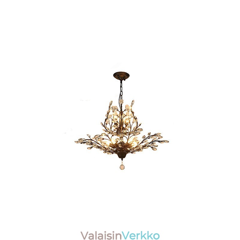 Vintage Crystal Flush Mount 7 Lights metallimaalaus musta tai kulta
