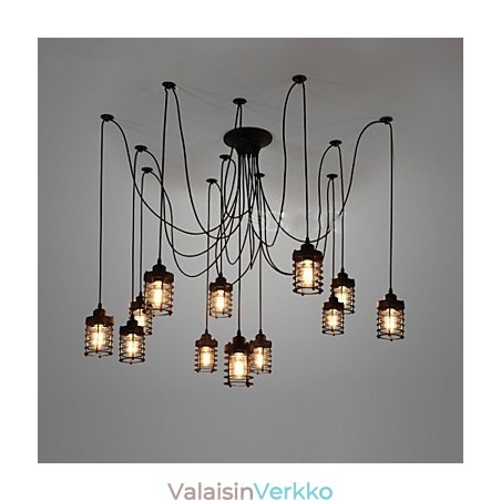 Vintage Edison - Useita säädettävä DIY-kattolamppu Valo riippuvalaisin kattokruunu Moderni tyylikäs teollisuusruokailu Vintage Edison - Useita säädettävä DIY-kattolamppu Valo riippuvalaisin kattokruunu Moderni tyylikäs teollisuusruokailu