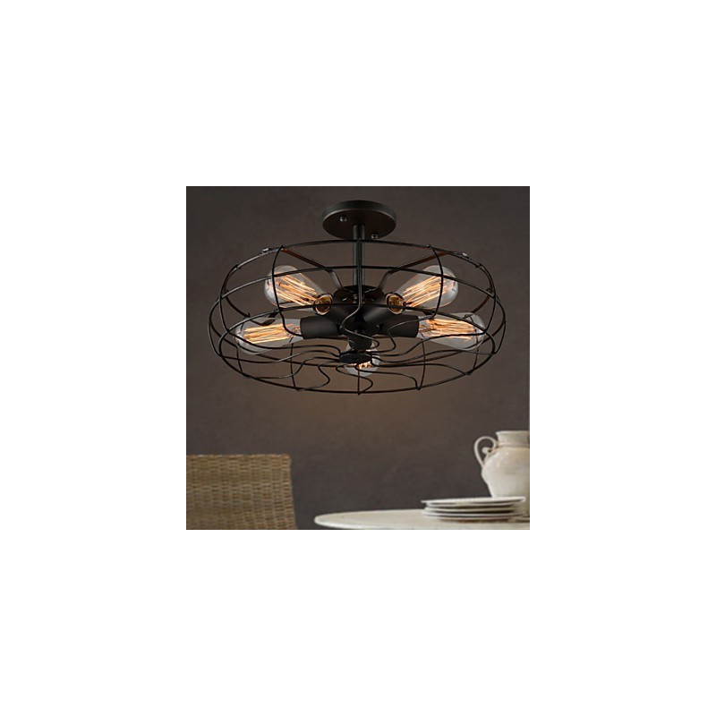 Loft Vintage Creative valaistuslamput Amerikkalaistyylinen maalaistyylinen minimalistinen rautainen teollinen tuuletinkruunu