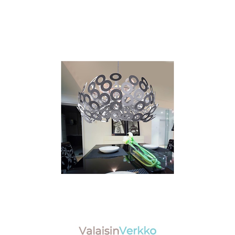 Moderni riippuvalaisin pyöreässä lampunvarjostimessa