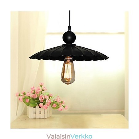 Medium Vintage musta sateenvarjo metalliriipus yhdellä valolla Medium Vintage musta sateenvarjo metalliriipus yhdellä valolla