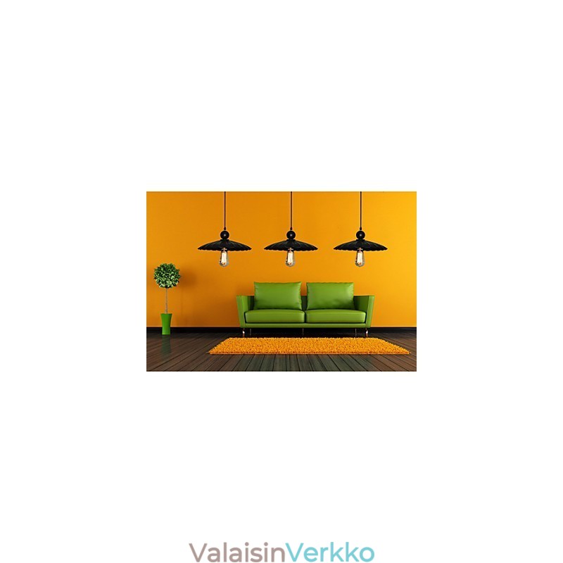Medium Vintage musta sateenvarjo metalliriipus yhdellä valolla