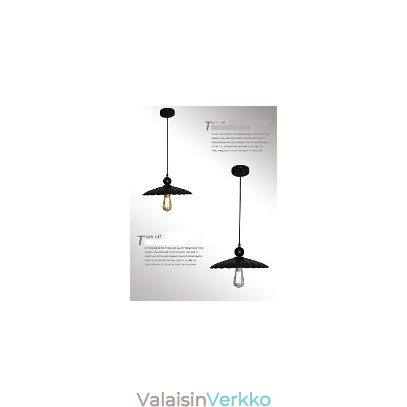 Medium Vintage musta sateenvarjo metalliriipus yhdellä valolla
