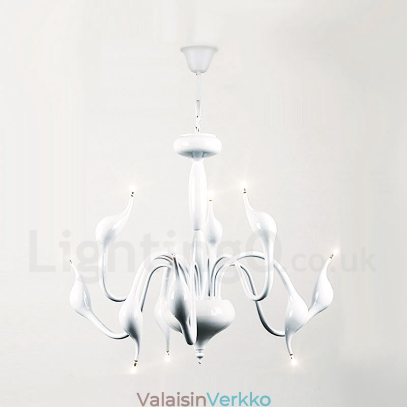 9 Vaalea valkoinen Moderni nykyaikainen galvanoitu metallikattokruunu