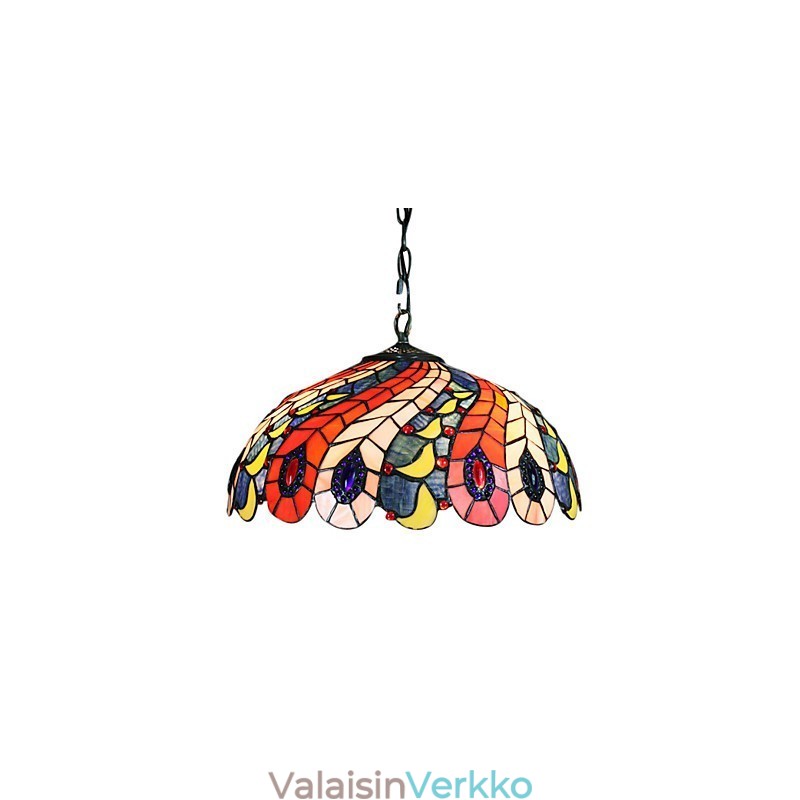 Riippuvalaisin 2 valolla Peacock Feather -kuvioisessa varjostimessa