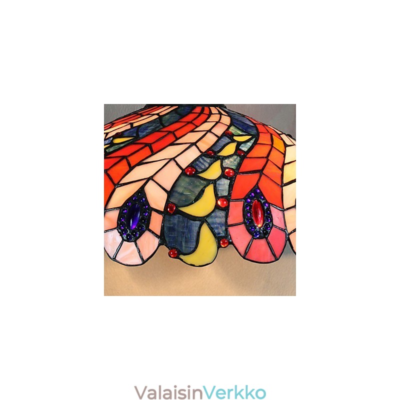 Riippuvalaisin 2 valolla Peacock Feather -kuvioisessa varjostimessa