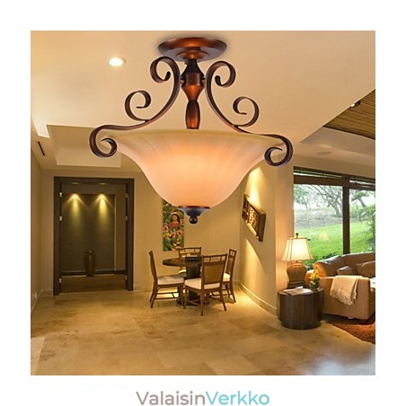 Rustic Lodge Vintage Mini Style -maalaus metalliriippuvalaisin