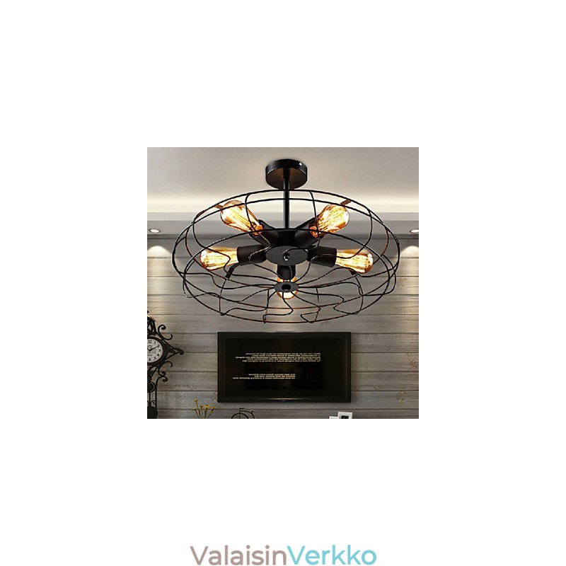 Teollinen vintage-metallinen tuuletinriippuvalaisin Steampunk kattokruunuvalaisin