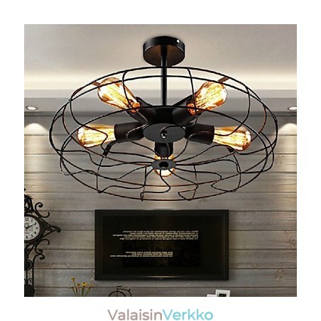 Teollinen vintage-metallinen tuuletinriippuvalaisin Steampunk kattokruunuvalaisin Teollinen vintage-metallinen tuuletinriippuvalaisin Steampunk kattokruunuvalaisin