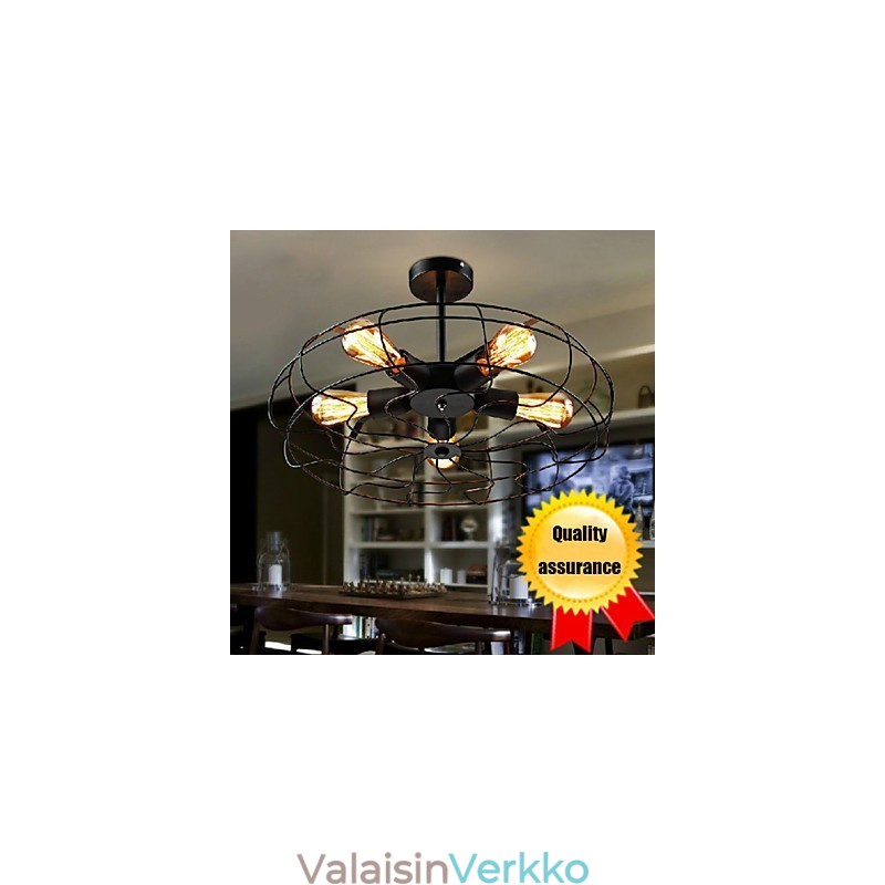 Teollinen vintage-metallinen tuuletinriippuvalaisin Steampunk kattokruunuvalaisin