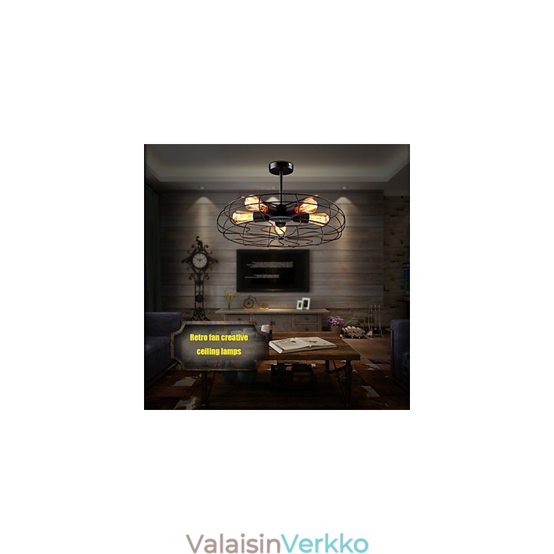 Teollinen vintage-metallinen tuuletinriippuvalaisin Steampunk kattokruunuvalaisin
