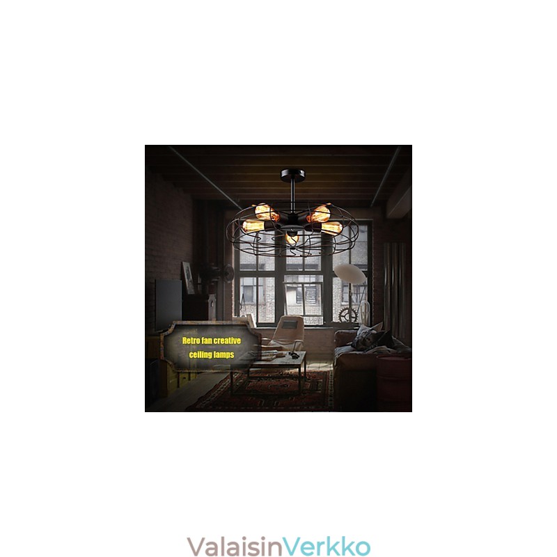 Teollinen vintage-metallinen tuuletinriippuvalaisin Steampunk kattokruunuvalaisin