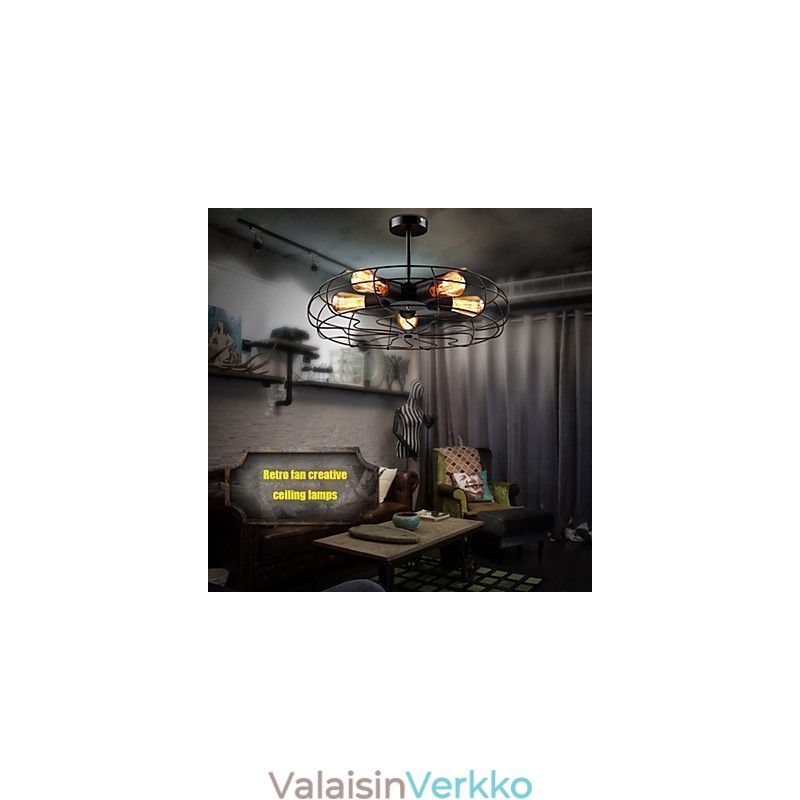 Teollinen vintage-metallinen tuuletinriippuvalaisin Steampunk kattokruunuvalaisin