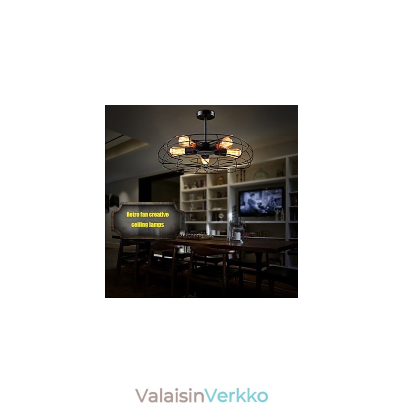 Teollinen vintage-metallinen tuuletinriippuvalaisin Steampunk kattokruunuvalaisin