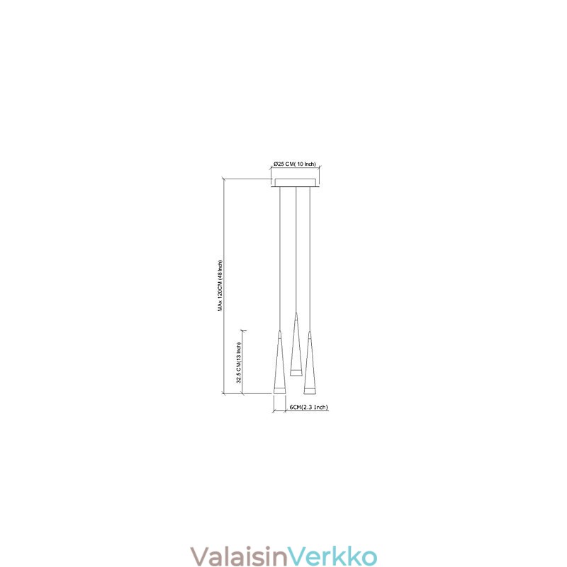 Moderni nykyaikainen kromimetalliriippuvalaisin