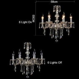 6 Lights Luxury Crystal Kattokruunu Konjakki Väri K9 Crystal Kattokruunu