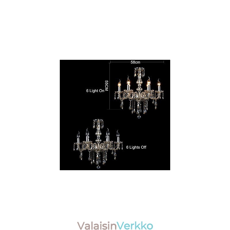 6 Lights Luxury Crystal Kattokruunu Konjakki Väri K9 Crystal Kattokruunu