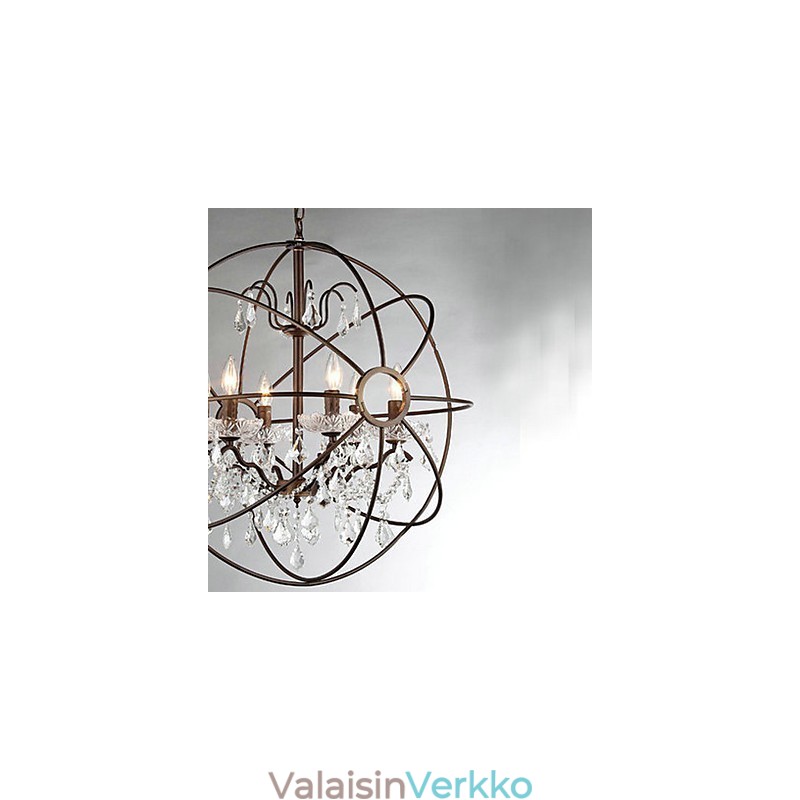 Vintage kristallimaalaus metallikattokruunu