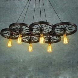 Loft Pendant Light Wheel Kattokruunu Rustic Vintage Retro Country Ruokailu Metalli+maalaus